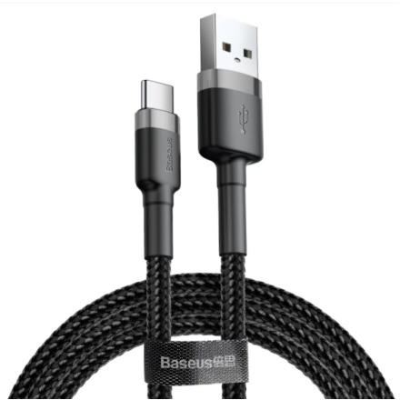 Baseus  Cafule Kabel USB-C 3A 1m Grey/Black, CATKLF-BG1