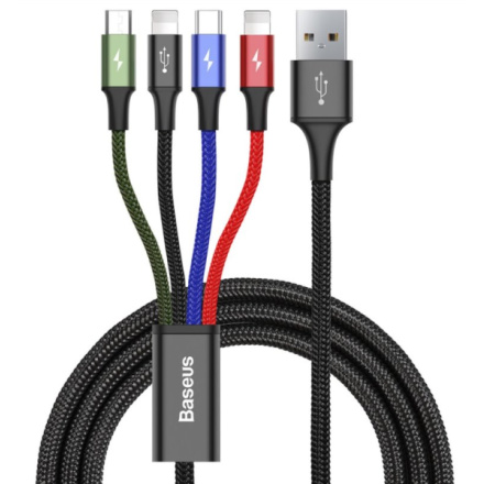 Baseus  Fast 4in1 Kabel 2x Lightning, USB-C, MicroUSB 3.5A 1.2m Black, CA1T4-A01