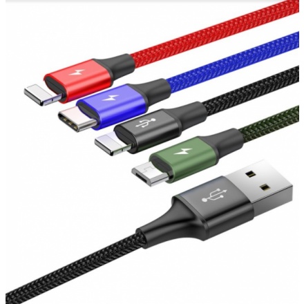 Baseus  Fast 4in1 Kabel 2x Lightning, USB-C, MicroUSB 3.5A 1.2m Black, CA1T4-A01