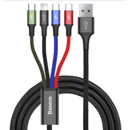 Baseus  Fast 4in1 Kabel Lightning, 2x USB-C, MicroUSB 3.5A 1.2m Black, CA1T4-B01
