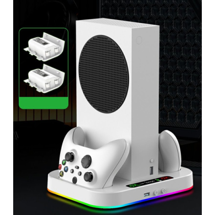 iPega XBS012S Multifunkční Nabíjecí RGB Stojan s Chlazením pro Xbox Series S + 2ks Baterií, PG-XBS012S