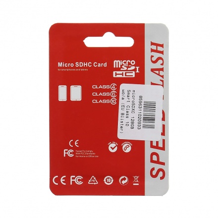 microSDXC 128GB Smart Class 10 wo/a (EU Blister), 2438543