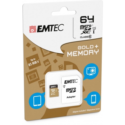microSDHC 64GB Emtec UHS-I U1 Elite Gold (EU Blister), 2441142