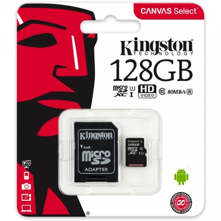 microSDXC 128GB Kingston Class 10 w/a  (EU Blister), 2442089
