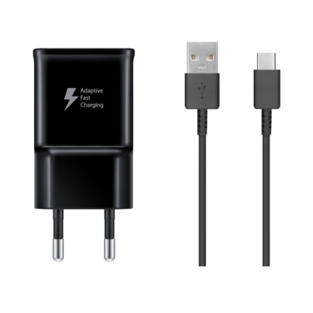 EP-TA200EBE + EP-DR140ABE Samsung 15W Cestovní nabíječka + USB-C Datový Kabel Black (OOB Bulk), 2446805