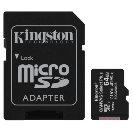microSDXC 64GB Kingston Canvas Select + w/a, SDCS2/64GB
