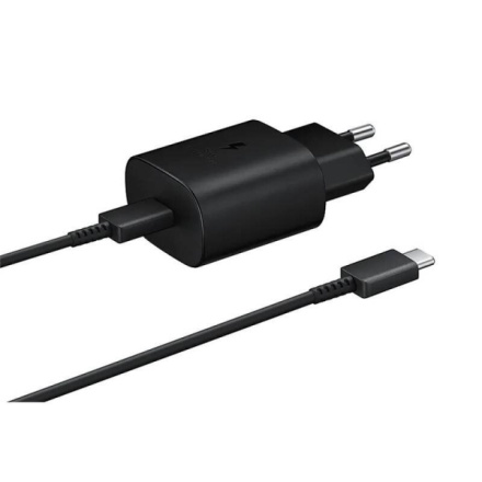 EP-TA800EBE + EP-DG980BBE Samsung 25W Cestovní nabíječka + USB-C/USB-C Datový Kabel Black (OOB Bulk), 2453214