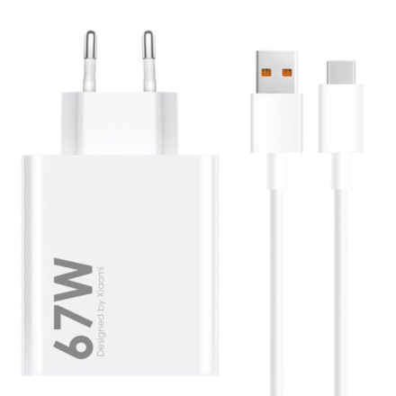 Xiaomi MDY-14-EW USB-A 67W Cestovní Nabíječka + USB-C 6A Datový Kabel White (Bulk), 57983119793