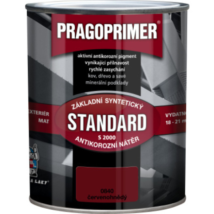 Pragoprimer Standard S2000 základní barva na kov, 0840 červenohnědá, 600 ml