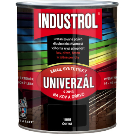 Industrol S2013 univerzál lesk vrchní barva na kov a dřevo, 1999 černá, 600 ml