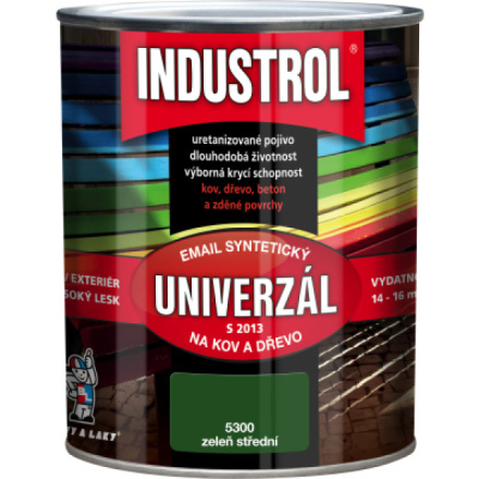 Industrol S2013 univerzál lesk vrchní barva na kov a dřevo, 5300 zeleň střední, 600 ml