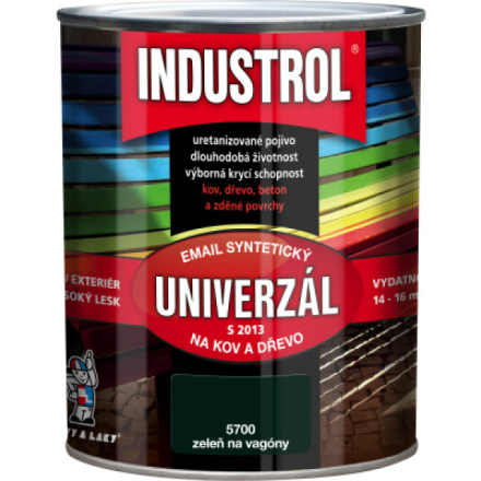 Industrol S2013 univerzál lesk vrchní barva na kov a dřevo, 5700 vagónová zeleň, 600 ml