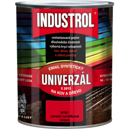 Industrol S2013 univerzál lesk vrchní barva na kov a dřevo, 8191 tmavá červeň rumělka, 600 ml