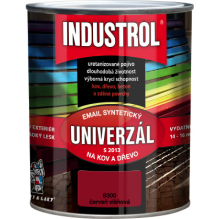 Industrol S2013 univerzál lesk vrchní barva na kov a dřevo, 8300 červeň višňová, 750 ml