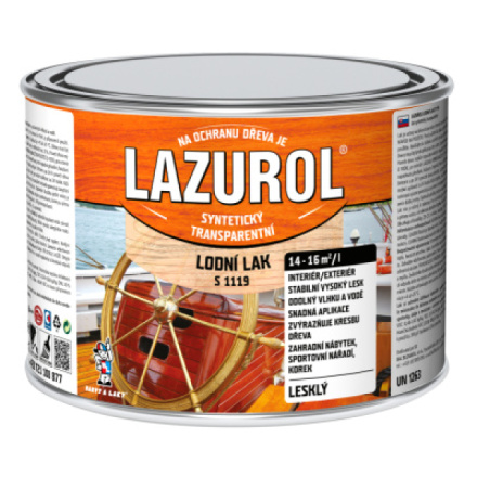 Lazurol S1119 lodní lak odolný lak na dřevo bezbarvý, 375 ml