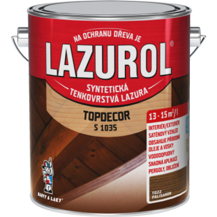 Lazurol Topdecor S1035 tenkovrstvá lazura na dřevo T022 palisandr, 2,5 l