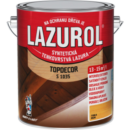 Lazurol Topdecor S1035 tenkovrstvá lazura na dřevo T064 buk, 2,5 l