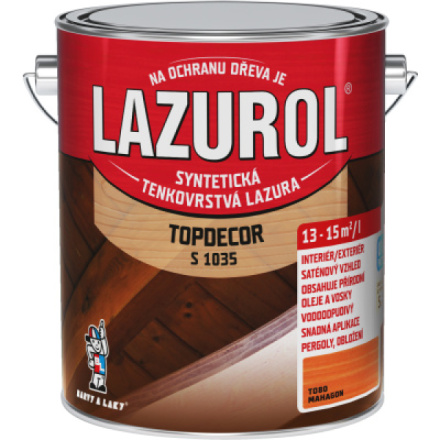 Lazurol Topdecor S1035 tenkovrstvá lazura na dřevo T080 mahagon, 2,5 l