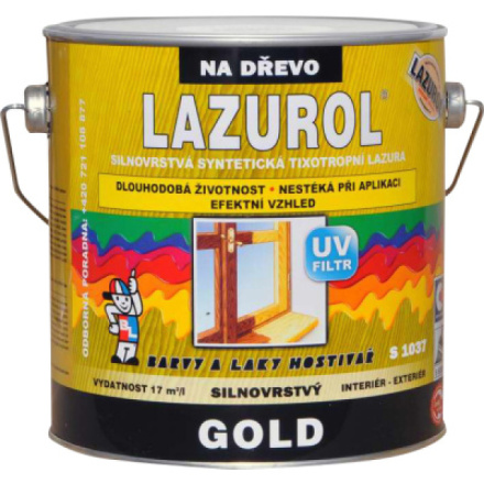 Lazurol Gold S1037 silnovrstvá lazura na dřevo T000 bezbarvá, 2,5 l
