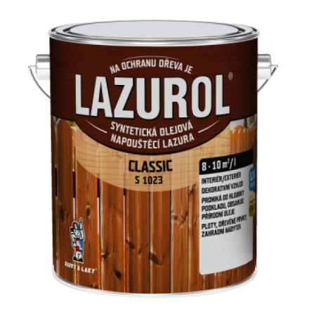 Lazurol Classic S1023 tenkovrstvá lazura na dřevo s obsahem olejů, 0020 kaštan, 2,5 l