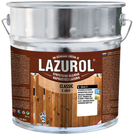 Lazurol Classic S1023 tenkovrstvá lazura na dřevo s obsahem olejů, 0020 kaštan, 9 l