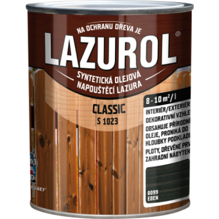 Lazurol Classic S1023 tenkovrstvá lazura na dřevo s obsahem olejů, 0099 eben, 750 ml