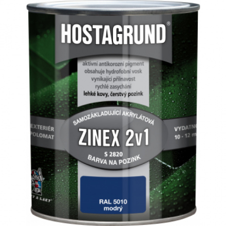 Hostagrund Zinex 2v1 S2820 barva na pozink, Ral 5010 enziánová modrá, 600 ml