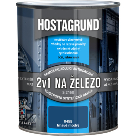 Hostagrund 2v1 S2160 základní i vrchní barva na kov, 0445 tmavě modrá, 600 ml