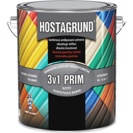 Hostagrund Prim 3v1 S2177 základní i vrchní barva na kov, 0912 hliník, 2,5 l