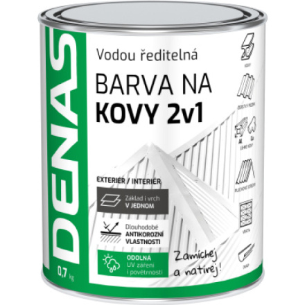 DENAS BARVA NA KOVY 2v1 antikorozní rychleschnoucí barva, 0911 stříbrná, 700 g