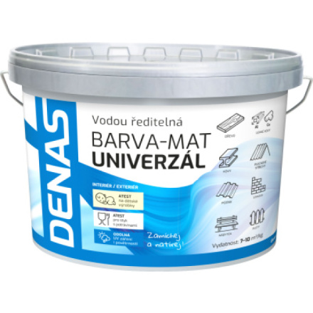 DENAS UNIVERZÁL-MAT vrchní barva na dřevo, kov a beton, 0100 bílá, 5 kg
