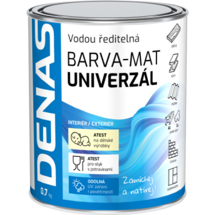 DENAS UNIVERZÁL-MAT vrchní barva na dřevo, kov a beton, 0440 modrá, 700 g