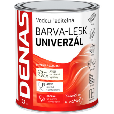 DENAS UNIVERZÁL-LESK vrchní barva na dřevo, kov a beton, 0250 palisandr, 700 g