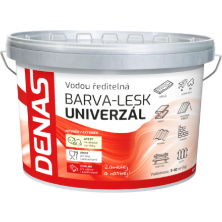 DENAS UNIVERZÁL-LESK vrchní barva na dřevo, kov a beton, 0199 černá, 5 kg