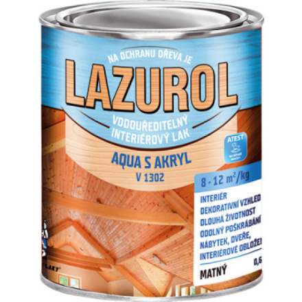 Lazurol Aqua S Akryl V1302 mat lak na dřevo 600 g