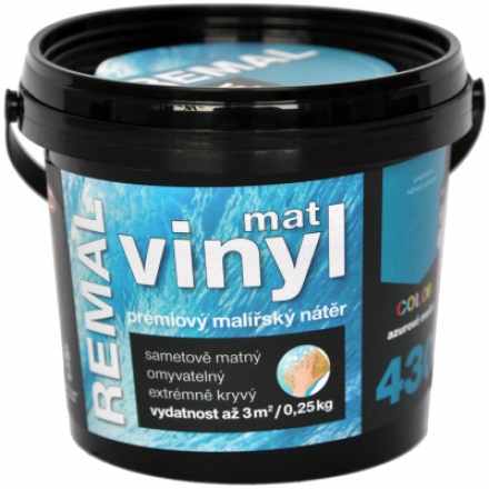 REMAL Vinyl Color mat omyvatelná barva na zeď, 430 azurově modrá, 250 g