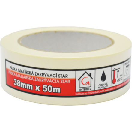 Mako Premium lepicí páska zakrývací hladký krep, 7 dní, do 80 °C, 38 mm × 50 m, 564836