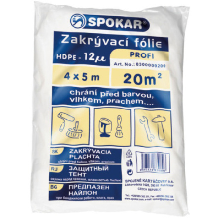 Spokar Profi zakrývací fólie na malování, 12 µ, 20 m², 4 × 5 m