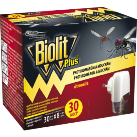 Biolit Plus Elektrický odpařovač citron proti komárům a mouchám, 30 nocí, 1 + 31 ml
