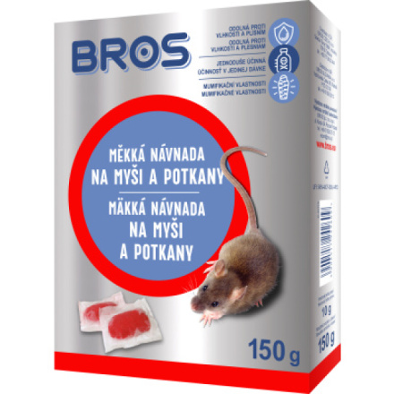 Bros měkká návnada proti myším, krysám a potkanům, 150 g