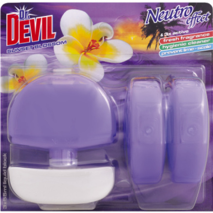 Dr. Devil 3v1 Sunset Blossom tekutý WC blok, košíček + náplň 3× 55 ml