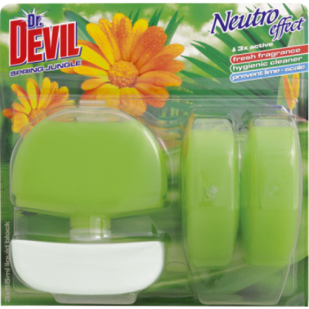 Dr. Devil 3v1 Spring Jungle tekutý WC blok, košíček + náplň 3× 55 ml