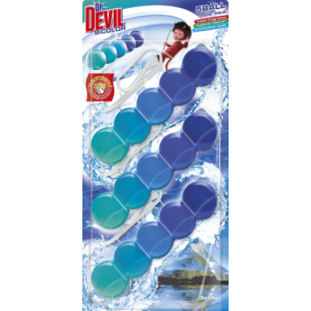 Dr. Devil WC Bicolor 5ball polar aqua závěsný WC blok, 3× 35 g