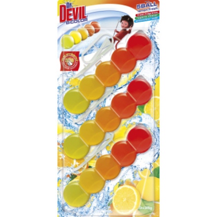 Dr. Devil WC Bicolor 5ball lemon fresh závěsný WC blok, 3× 35 g