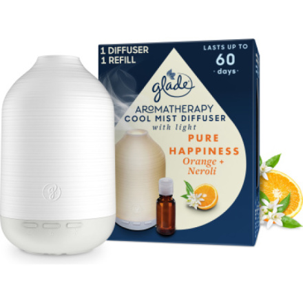 Glade Aromatherapy difuzér a náplň Cool Mist Pure Happiness, 17,4 ml