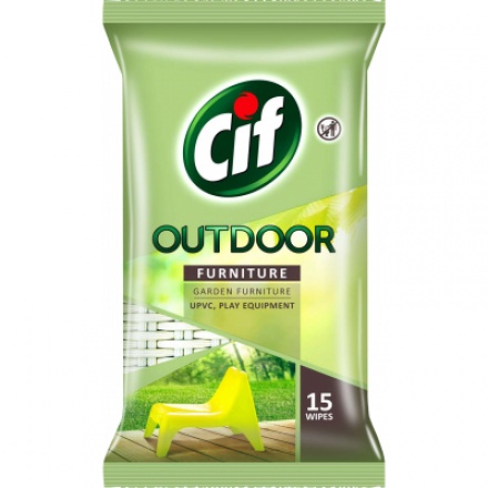 Cif Outdoor Wipes, ubrousky na zahradní nábytek, 15 ks