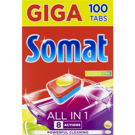 Somat tablety do myčky All in 1 Lemon & Lime, 100 ks
