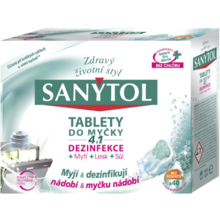 Sanytol tablety do myčky 4 v 1 s dezinfekcí, 40 ks