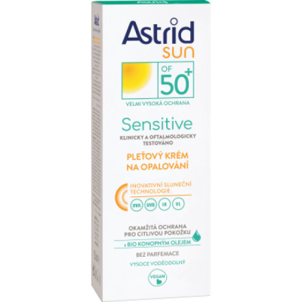 Astrid Sun OF 50+ Sensitive pleťový krém na opalování, 50 ml