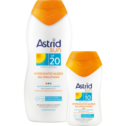 Astrid Sun OF 20 hydratační mléka na opalování, 200 ml + OF 10, 80 ml